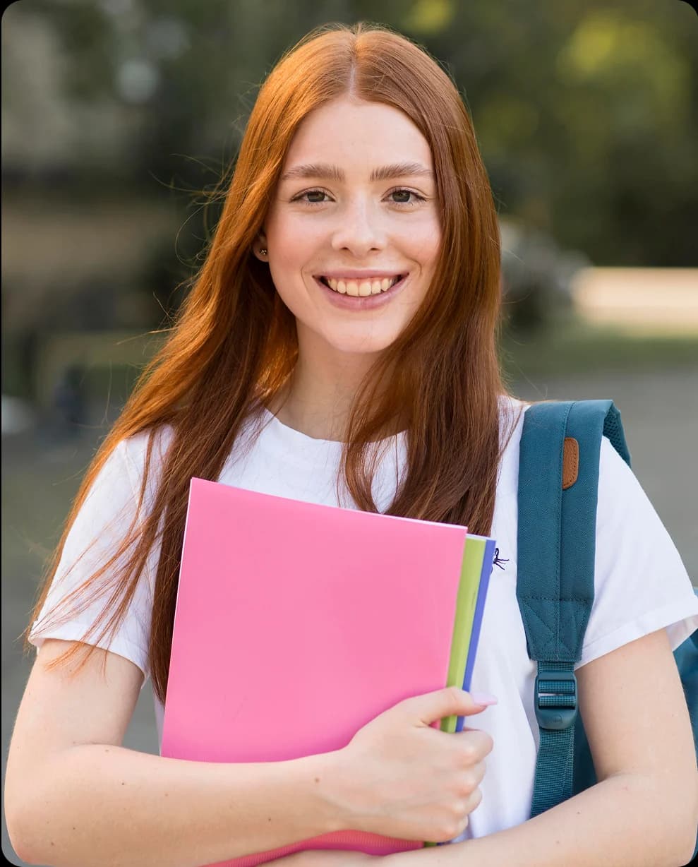 Student with folders